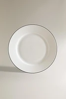 BONE CHINA DESSERT PLATE WITH BLACK RIM