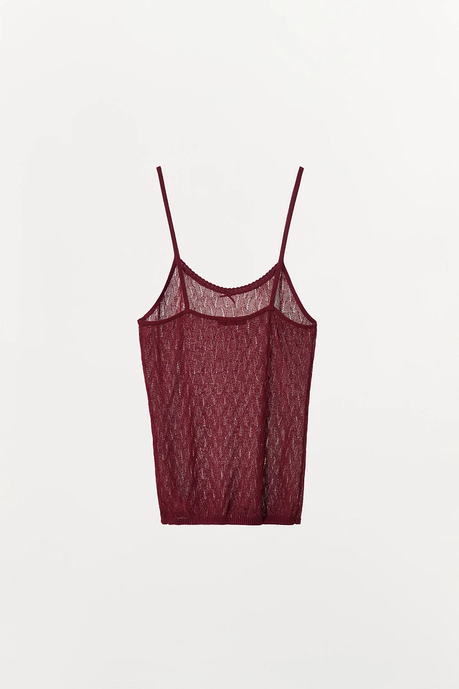 POINTELLE KNIT STRAPPY TOP