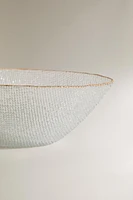 SALADIER VERRE RECYCLABLE RELIEF LISERÉ DORÉ