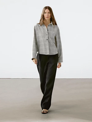 Check cotton blend shirt