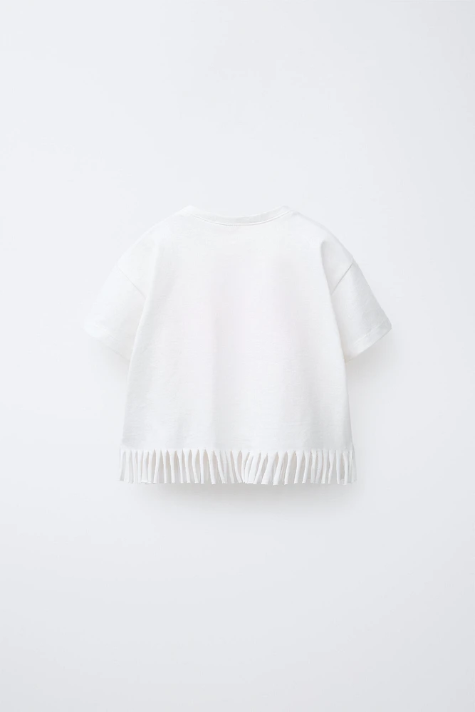 EMBROIDERED FRINGE T-SHIRT