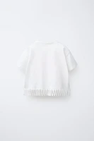 EMBROIDERED FRINGE T-SHIRT