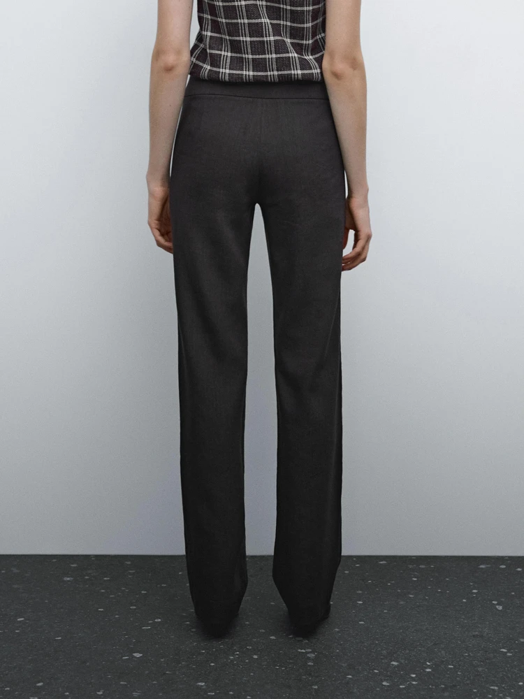 Mid-rise regular fit stretch trousers