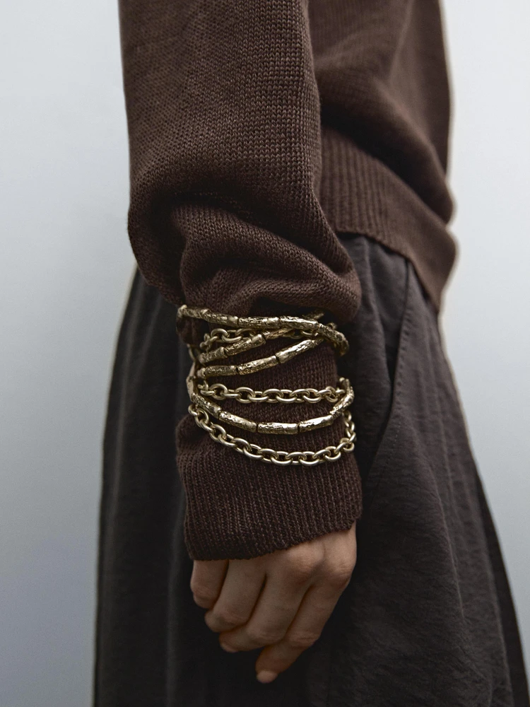Pull en maille à col V 100 % lin