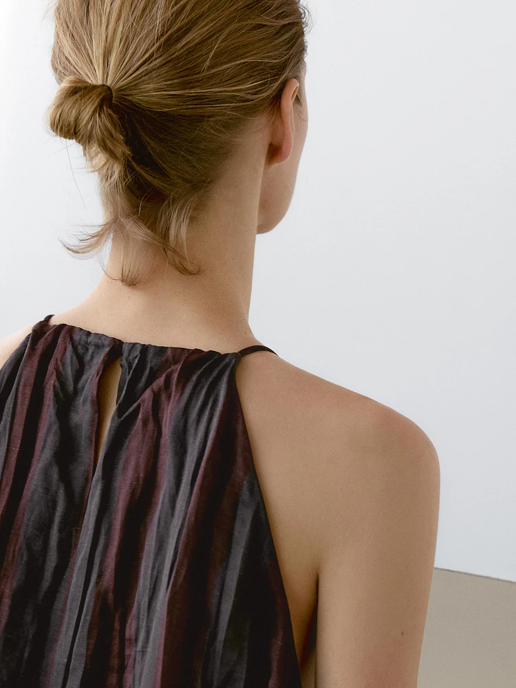 Striped flowing halter top