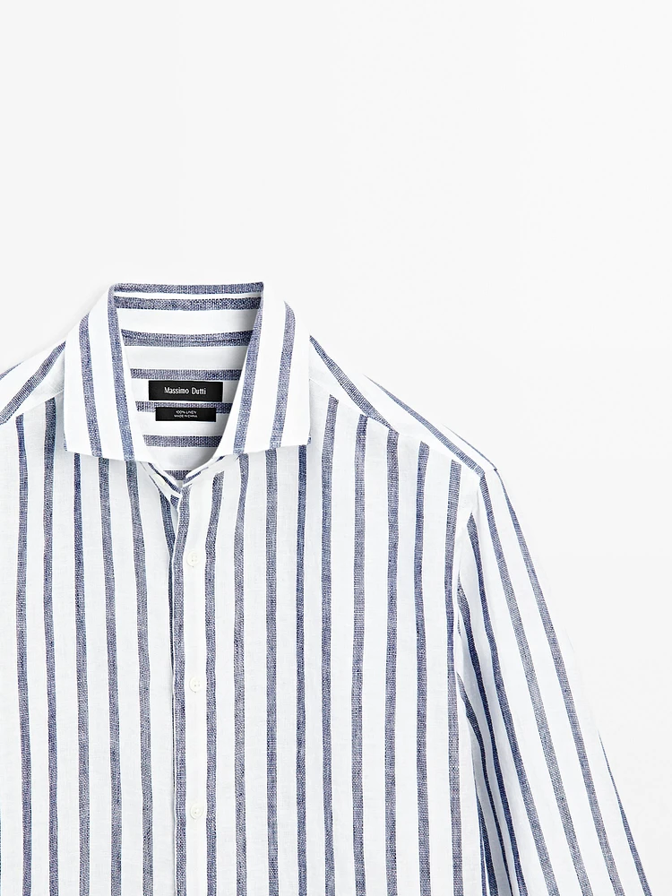Chemise lin regular à rayures
