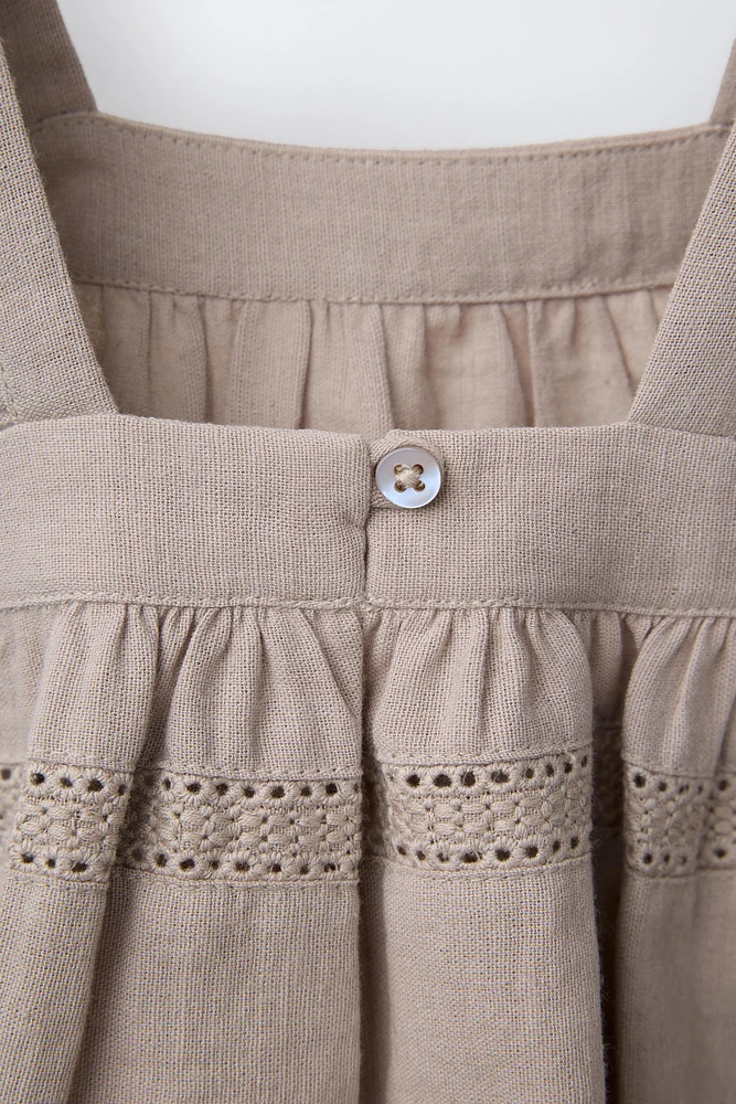 EMBROIDERED COTTON LINEN TOP