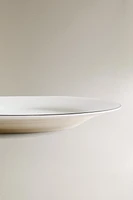 BONE CHINA DESSERT PLATE WITH BLACK RIM