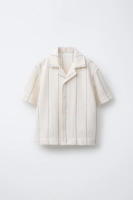 RUSTIC SHIRT WITH STRIPE EMBROIDERY