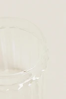 BOROSILICATE GLASS AND WOOD SUGAR BOWL