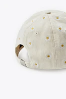 CASQUETTE SERGÉE BRODERIES FLEURS