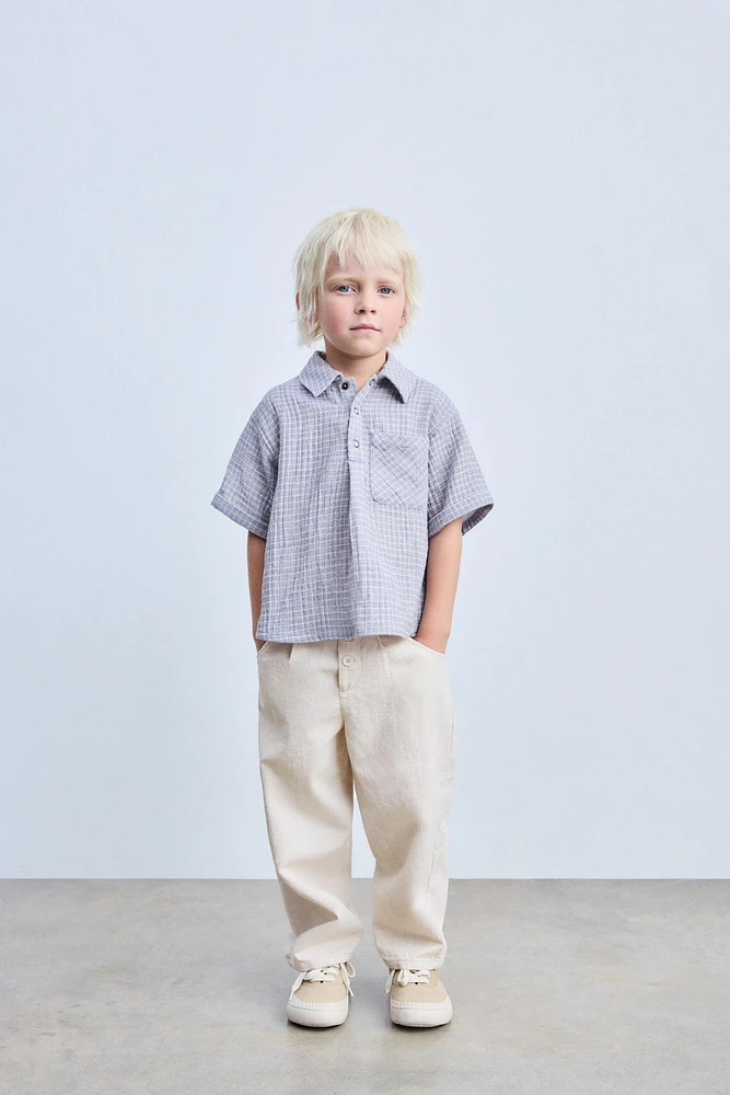 LINEN BAGGY BUTTON PANTS