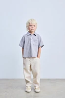 LINEN BAGGY BUTTON PANTS