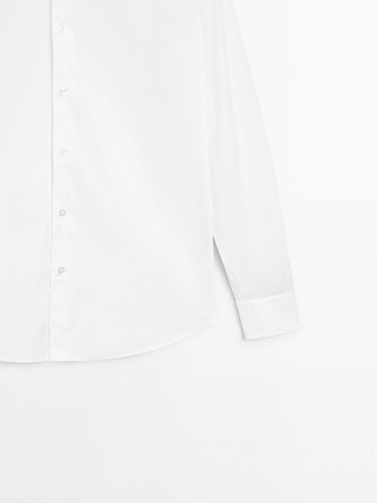 Chemise slim fit élastiquée en coton mélangé