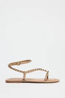 METALLIC BEADED STRAP SANDALS