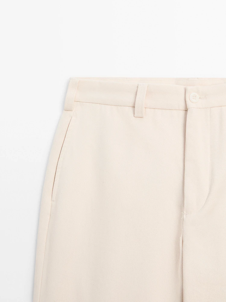 100% cotton straight-leg trousers