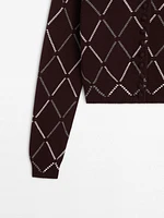 Cardigan à losanges en laine mélangée