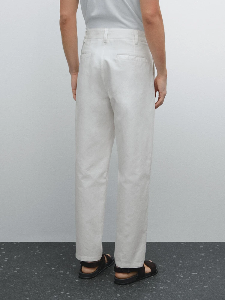 Pantalon relaxed fit en coton mélangé