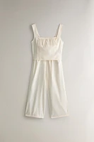 GATHERED LACE COTTON TOP