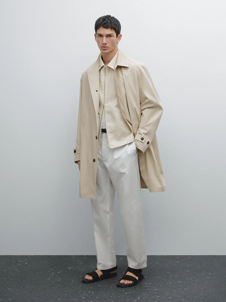 Pantalon relaxed fit en coton mélangé