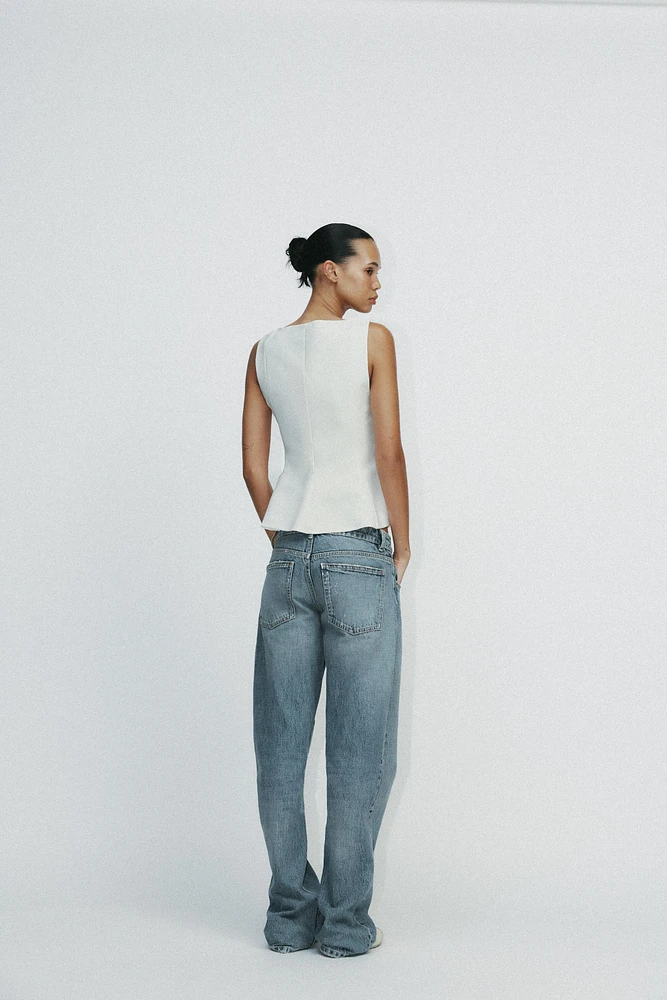 STRETCHY PEPLUM TOP