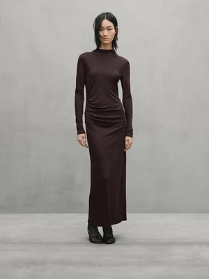 long dress with gathering and sleeves - Studio