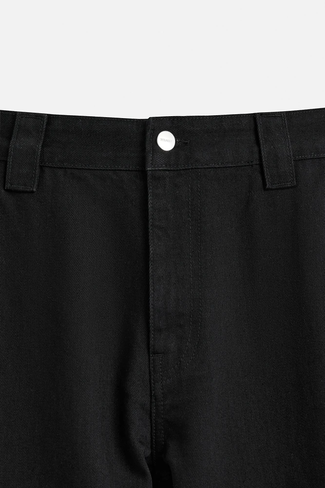 LEATHER PANEL CARGO JEANS