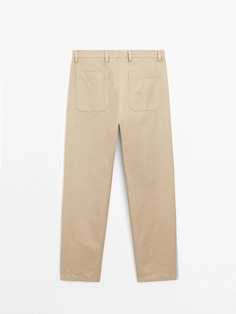Pantalon regular coton mélangé