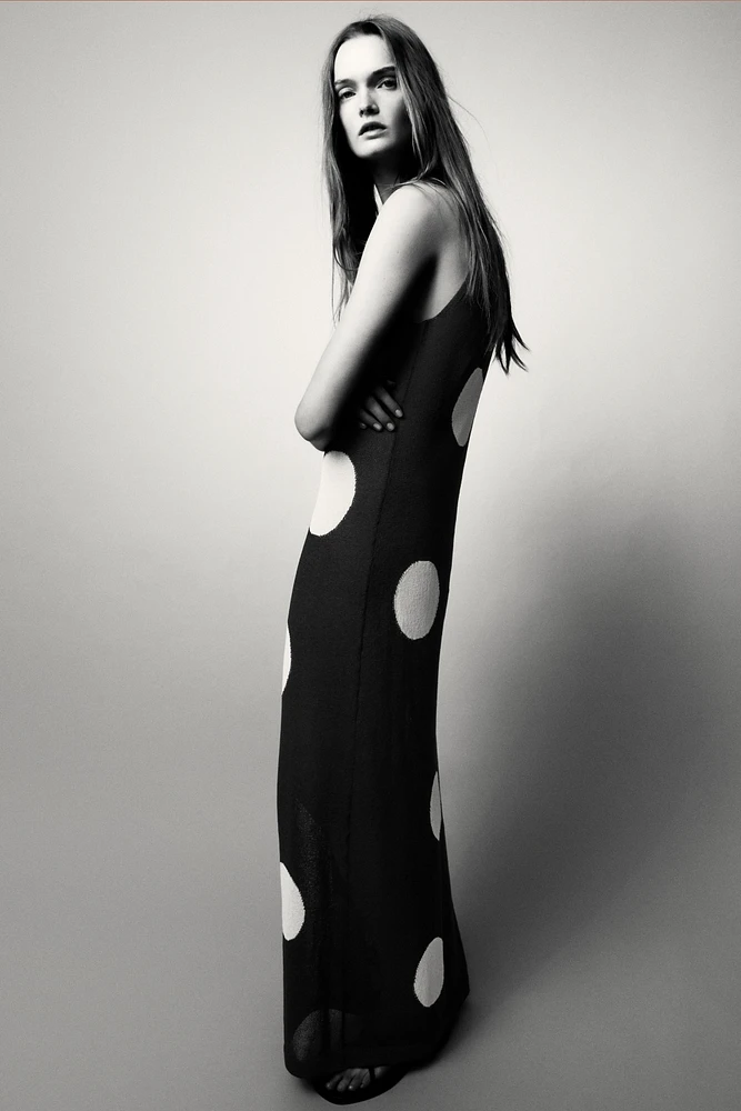DOTTED KNIT MAXI DRESS