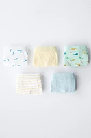 3-6 YEARS/ FIVE-PACK OF SHARK BOXERS