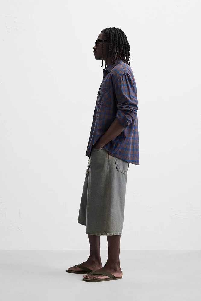 COTTON - LINEN PLAID SHIRT