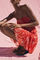 FLORAL GODET PRINT DRESS