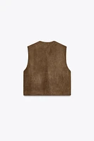 GILET EFFET DAIM BRODÉ