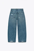 TRF MID WAIST BAGGY RIPPED BALLOON JEANS