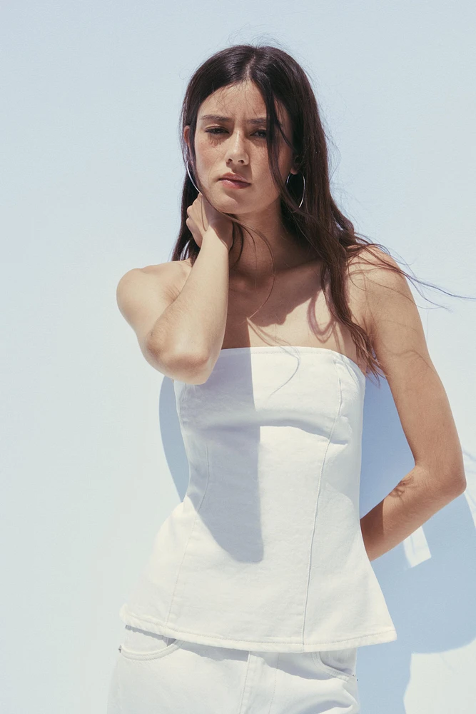 TRF DENIM BANDEAU TOP