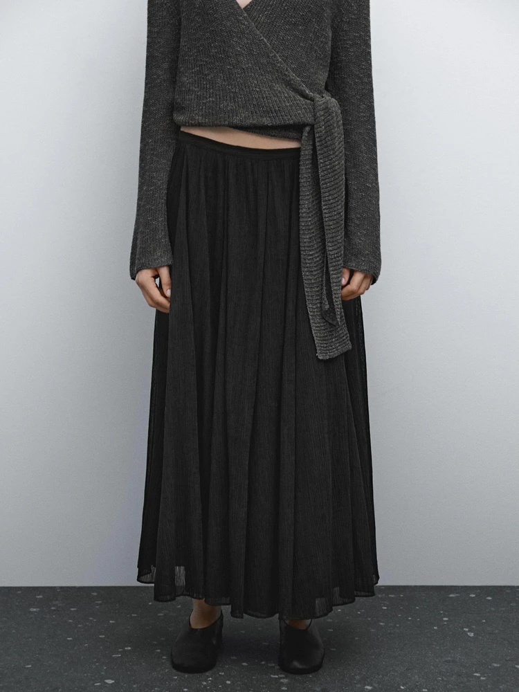 Jupe midi plissée volume
