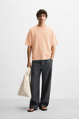 STRIPED TEXTURED KNIT T-SHIRT