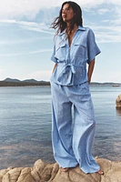 PANTALON LARGE AVEC LIN