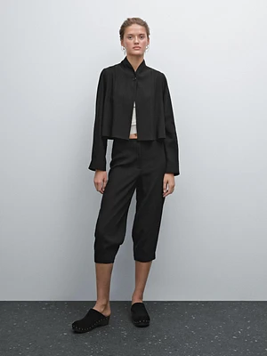 Balloon fit linen blend trousers