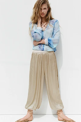 SATIN BOMBER PANTS