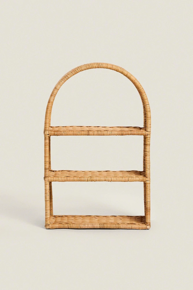 CHILDREN’S OVAL RATTAN SHELVING UNIT