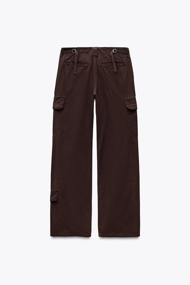 MID WAIST ADJUSTABLE STRAP CARGO PANTS
