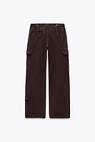 MID WAIST ADJUSTABLE STRAP CARGO PANTS