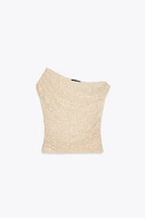 TOP DRAPÉ EN DENTELLE AVEC STRASS