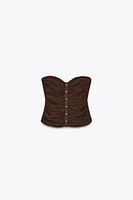 TOP BUSTIER PLIS AVEC LIN