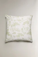 TOILE DE JOUY SATEEN PILLOWCASE WITH PALM TREES