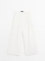 Pantalon palazzo lin à pinces