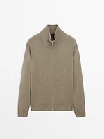 Cardigan maille fermeture Éclair coton