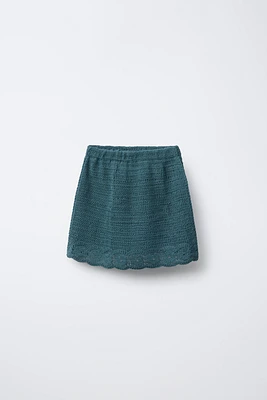 FLORAL CROCHET KNIT SKIRT