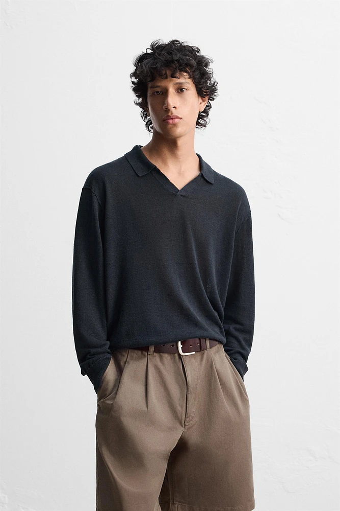 100% LINEN KNIT POLO SHIRT